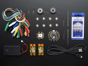 A collection of electronic parts included in kit.