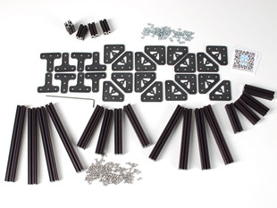 OpenBeam Starter Kit - Black Aluminum beams and many connector plates