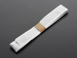 Angled shot of a White Conductive thread ribbon cable.