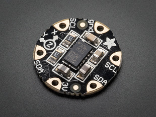 Angled shot of a FLORA Accelerometer/Compass Sensor.