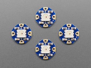Top Down Front Shot of the Flora RGB Smart NeoPixel version 2 - Pack of 4
