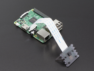Angled shot of a Adjustable Pi Camera Mount connected to a camera with an Adjustable Pi Camera Mount.