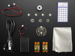 A collection of electronic parts included in kit.