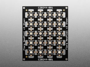 Overhead shot of PCB of 20 break-off LEDs.