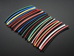Array of many colorful heatshrink tubes.