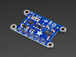 Angled shot of a Adafruit 9-DOF IMU Breakout board.