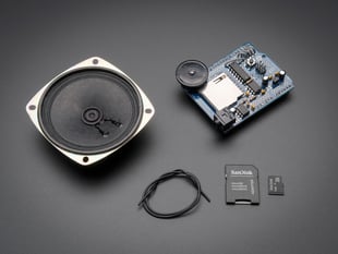 Top down view of Music & sound add-on pack for Arduino.