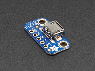 Angled shot of a USB Micro-B Breakout Board.