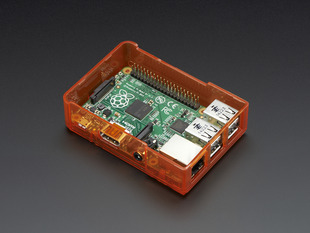 Angled shot of assembled orange Pi Model B+ / Pi 2 / Pi 3 Case Base without lid.