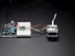Video of a spinning motor driver connected to a Adafruit TB6612 1.2A DC/Stepper Motor Driver Breakout Board. 