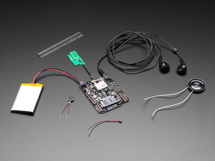 Adafruit FONA Shield Starter Pack with battery, antenna, speaker and headset