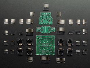 Top view of kit contents for Patch shield for Arduino