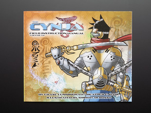 Front cover of "The Cynja Field Instruction Manual" by Chase Cunningham and Heather Dahl and illustrated by Shirow de Rosso. Cover features a cyber-warrior in mecha armor with a sword.
