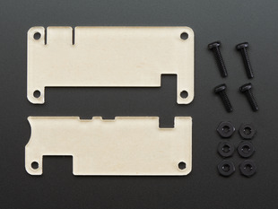 Top down view of a disassembled Adafruit Pi Protector for Raspberry Pi Model Zero. 