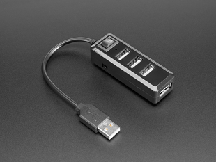 Angled Shot of the USB Mini Hub with Power Switch.