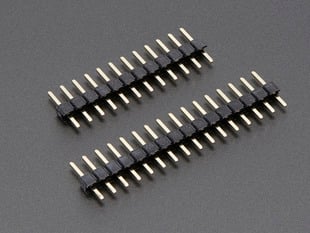 Angled shot of a Short Feather Male Headers - 12-pin and 16-pin Male Header Set. 