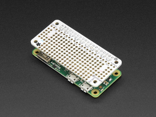 Angled shot of a Adafruit Perma Proto Bonnet on a Pi zero