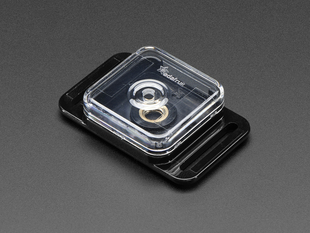 Angled shot of Raspberry Pi camera board case.