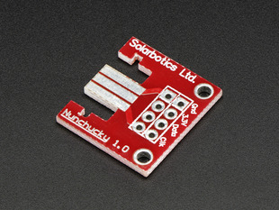 Angled shot of a Wii Nunchuck breakout adapter.