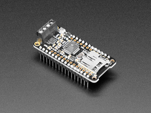 Angel shot of Assembled Music Maker FeatherWing w/ Stereo 3W Amplifier