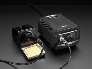 Two part soldering station with adjustable temperature and soldering iron holder
