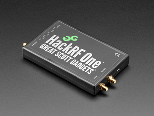 Angled shot of a Great Scott Gadgets HackRF One - Software Defined Radio.