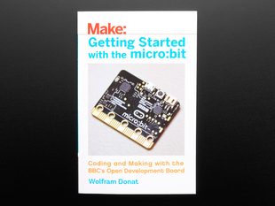 Front cover of "Getting Started with the micro:bit" by Wolfram Donat. Cover art features a square black microcontroller with capacitive clips.