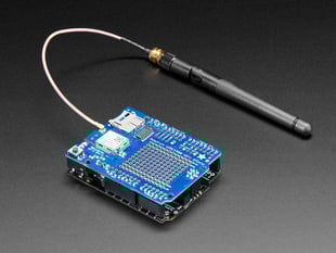 Adafruit WINC1500 WiFi Shield with uFL Connector stacked on a Metro and connected to an antenna. 