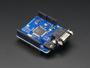 Angled shot of a Gameduino shield. 