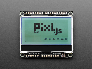 Monochome LCD with Pixl.js logo displayed