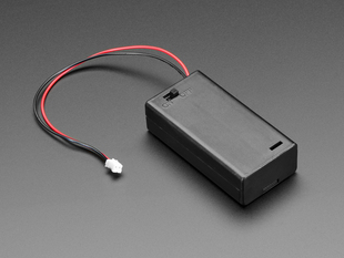 Angled shot of 2 x AA battery holder with on-off switch and JST PH connector.