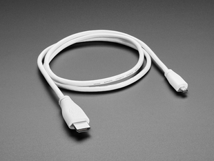 Angled shot of a Official Raspberry Pi Micro HDMI to HDMI Cable - 1 meter long.