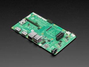Angled shot of large Raspberry Pi Compute Module 4 I/O Board.
