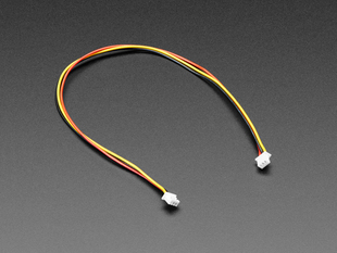 Angled shot of 1.25mm pitch 20cm long 3-pin cable.