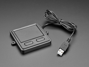 Angled shot of Mini Panel Mount USB Trackpad with Two Buttons.