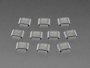 Angled shot of 10 FT232BL Chips.