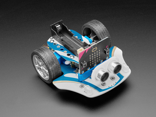 Angled shot of assembled robot car.