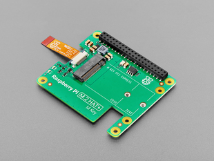 angled shot of green, rectangular add-on board with short FPC ribbon cable.