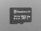 Overhead shot of 64GB microSD card.