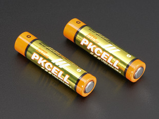 Angled shot of 2 Alkaline AAA batteries.