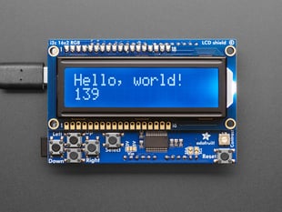 Demo Shot of the RGB LCD Shield Kit w/ 16x2 Character Display - Only 2 pins used!