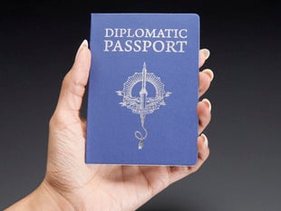 Hand holding up Hacker space passport