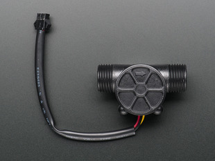 Liquid Flow Meter with two threaded inlets, and two-pin wire coming out