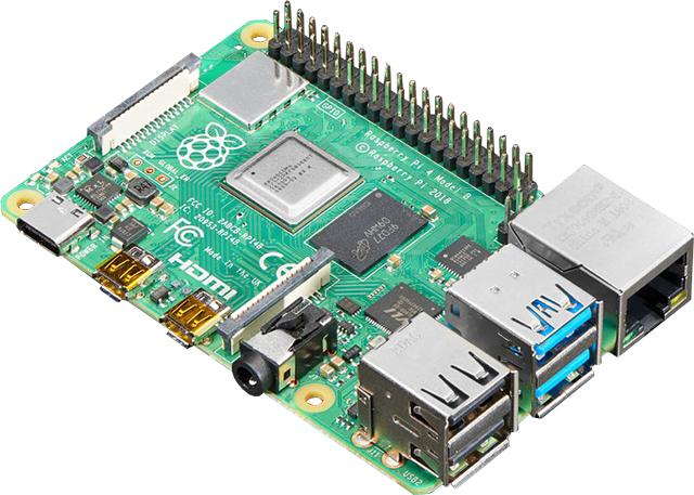 Top view of a Raspberry Pi 4 Model B