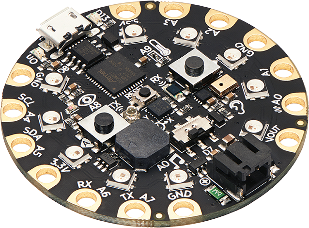 Top view of an Adafruit Circuit Playground development board